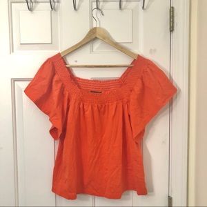 NWT J. Crew Bright Orange Ruffle Blouse/Top